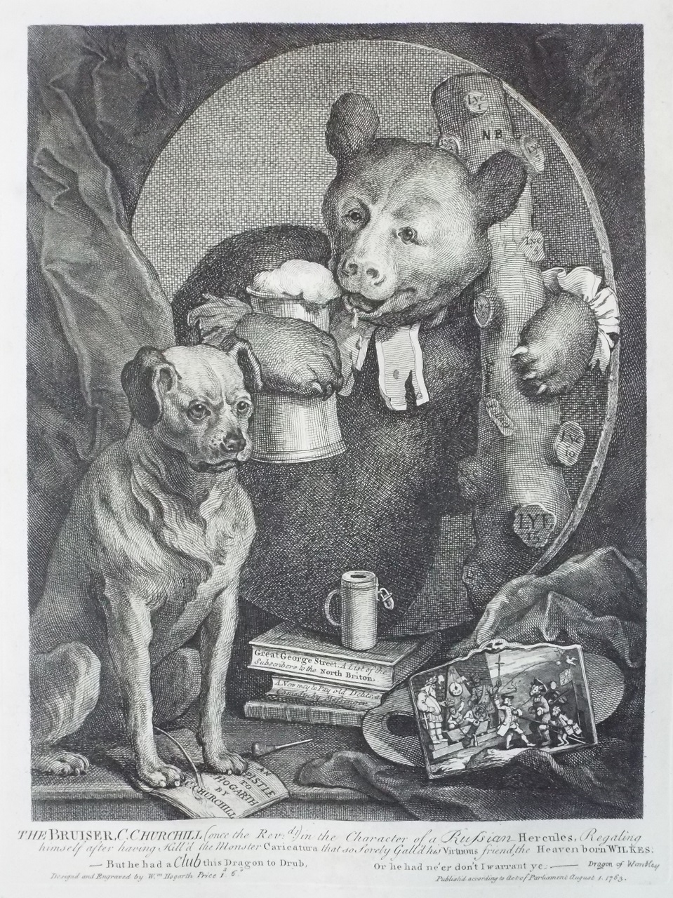 Print - The Bruiser Charles Churchill - Hogarth
